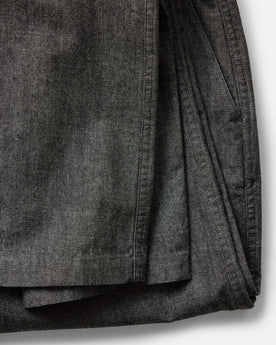 material shot of the cuffs on The Easy Pant in Black Indigo Chambray, Bottoms by Taylor Stitch