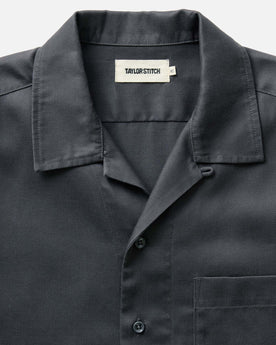 material shot of the collar on The Hawthorne Shirt in Asphalt, Wovens by Taylor Stitch
