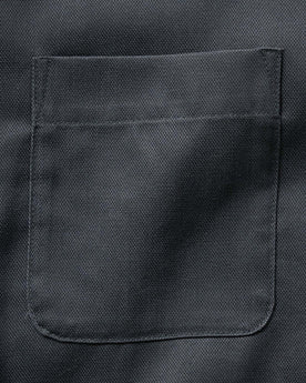 material shot of the pocket on The Hawthorne Shirt in Asphalt, Wovens by Taylor Stitch