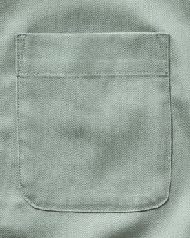 material shot of the pocket on The Hawthorne Shirt in Surf Green, Wovens by Taylor Stitch