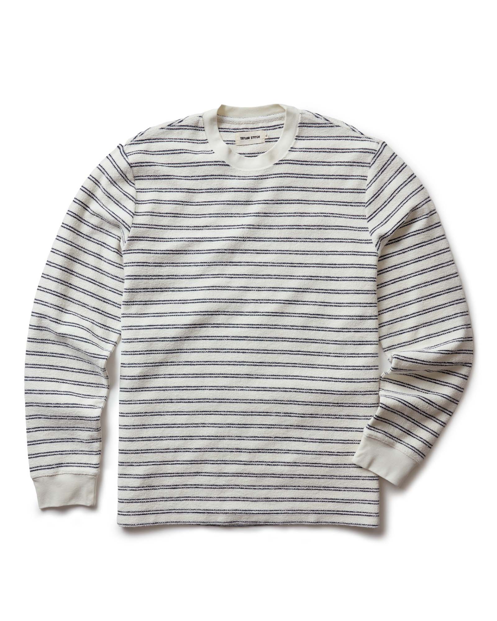 flatlay of The Hooper Crew in Marine Stripe, Knits by Taylor Stitch