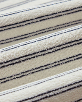 material shot of the fabric on The Hooper Crew in Marine Stripe, Knits by Taylor Stitch