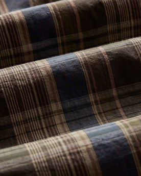 material shot of the fabric on The Jack in Atlantic Blue Madras, Wovens by Taylor Stitch