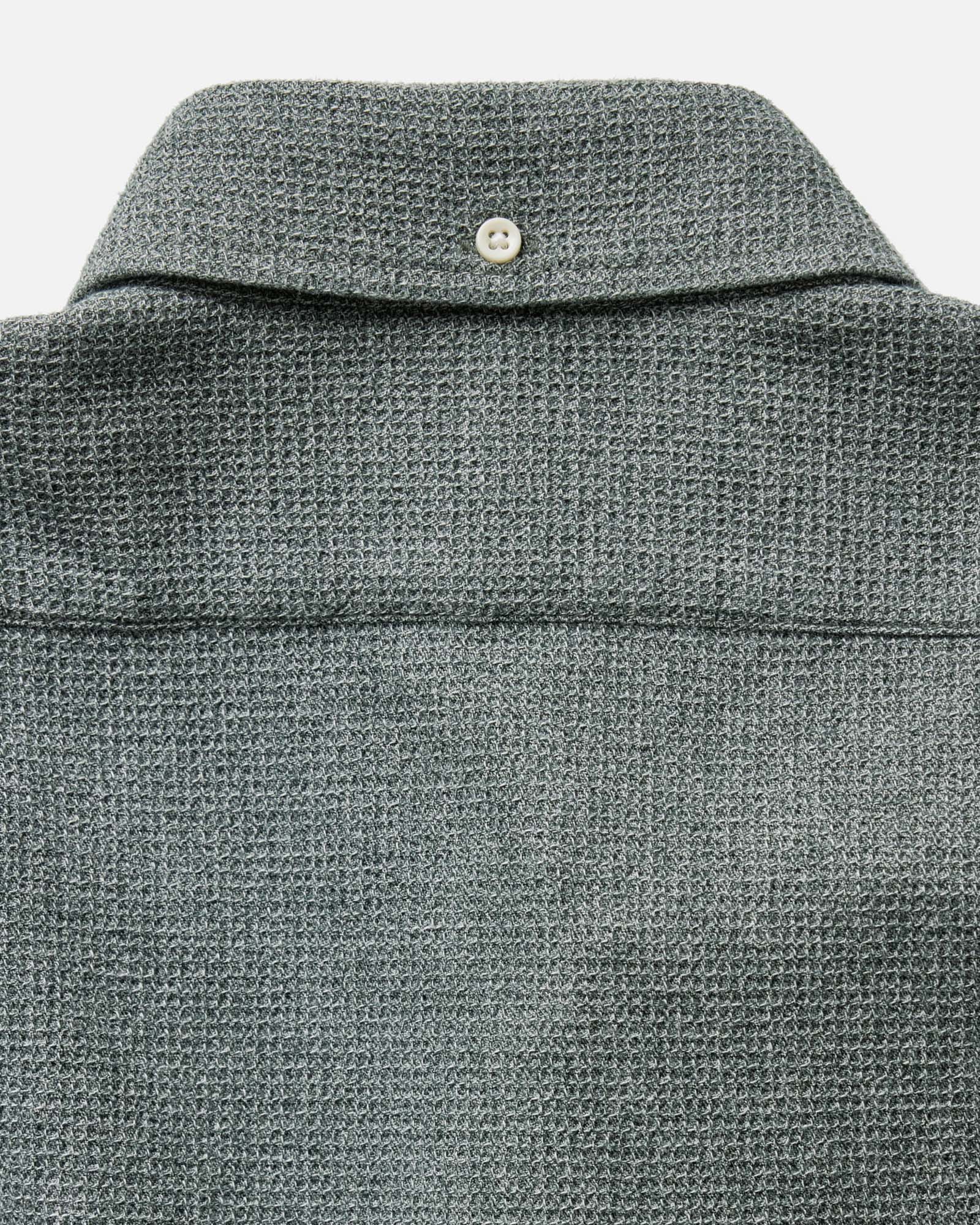 material shot of the  back collar on The Jack in Deep Sea Twist Waffle, Wovens by Taylor Stitch