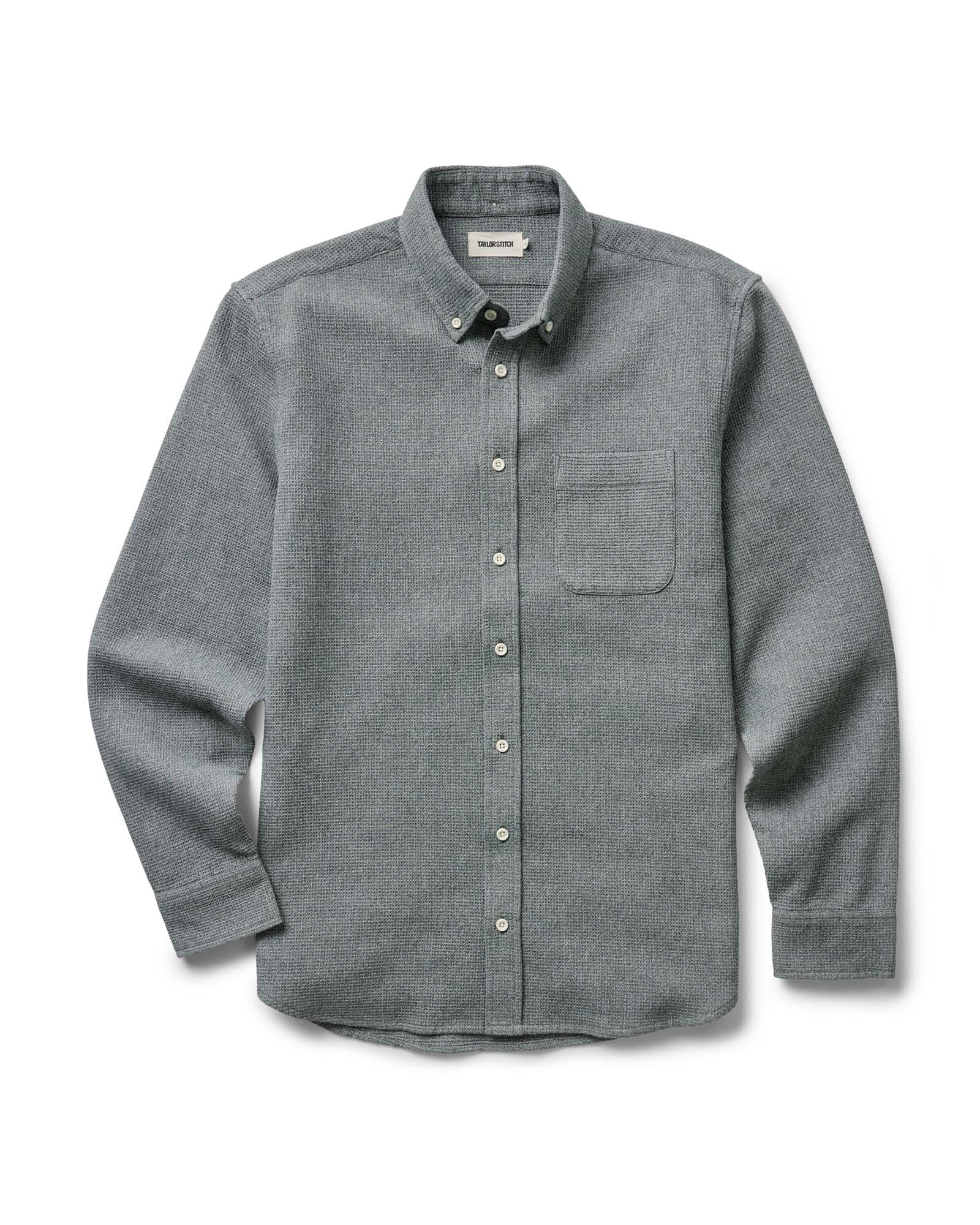 flatlay of The Jack in Deep Sea Twist Waffle, Wovens by Taylor Stitch