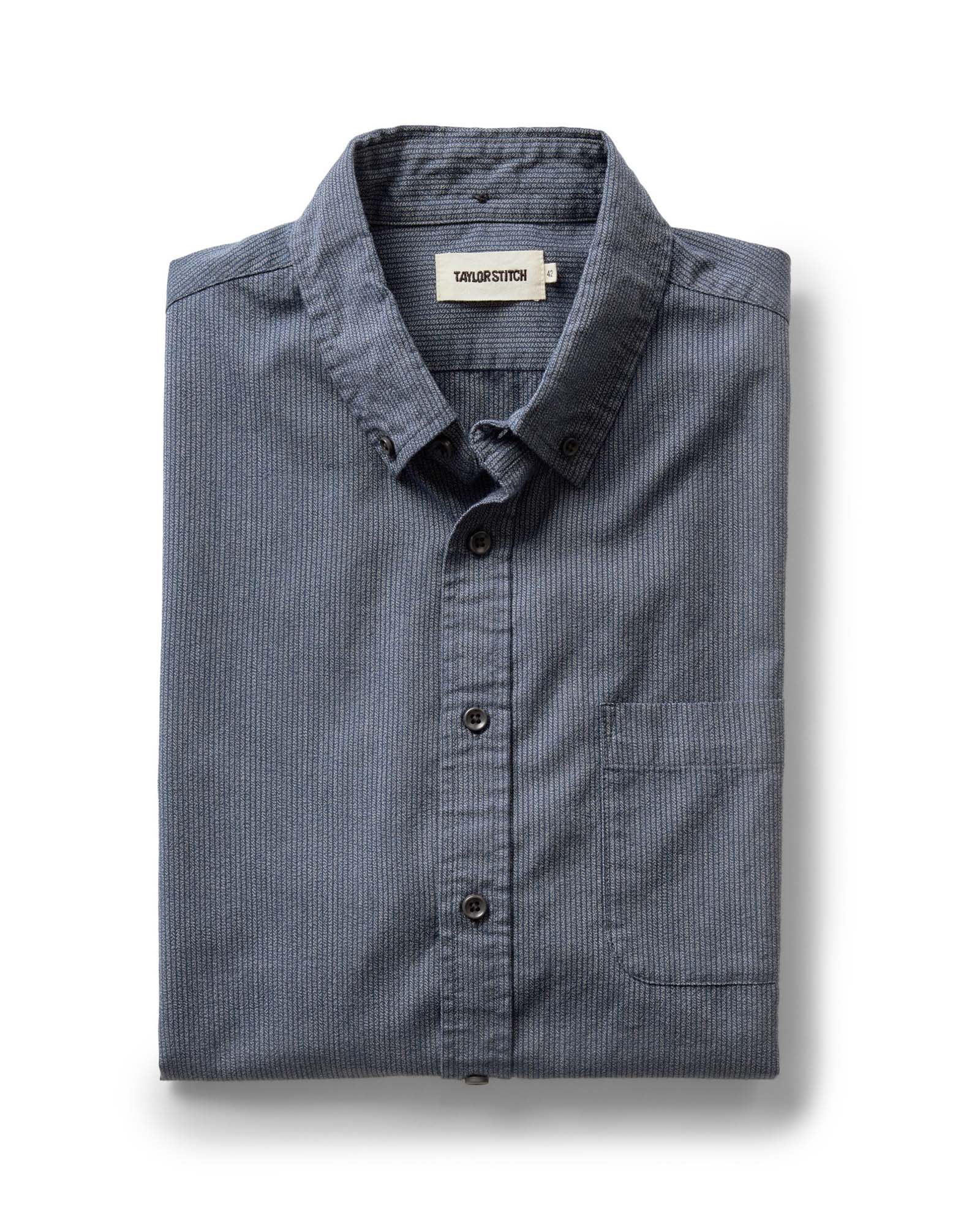 folded flatlay of The Jack in Marine Stripe, Wovens by Taylor Stitch