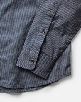 material shot of the cuff on The Jack in Marine Stripe, Wovens by Taylor Stitch