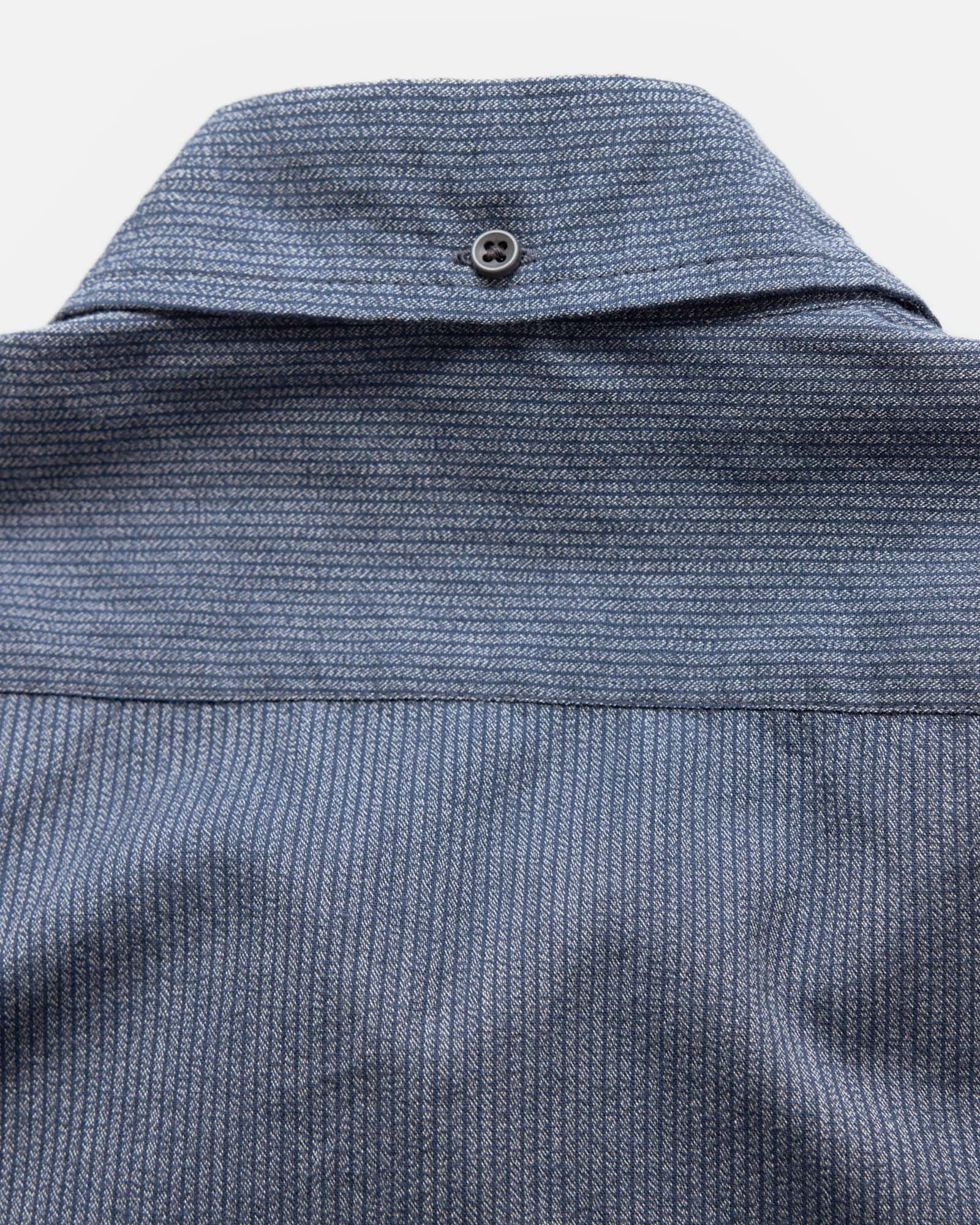 material shot of the back collar on The Jack in Marine Stripe, Wovens by Taylor Stitch