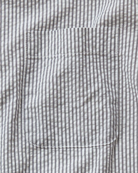 material shot of the pocket on The Jack in Navy Stripe Seersucker, Wovens by Taylor Stitch