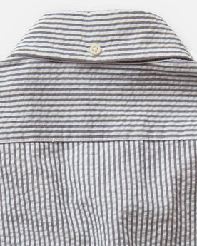 material shot of the back collar on The Jack in Navy Stripe Seersucker, Wovens by Taylor Stitch