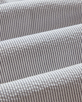 material shot of the fabric on The Jack in Navy Stripe Seersucker, Wovens by Taylor Stitch