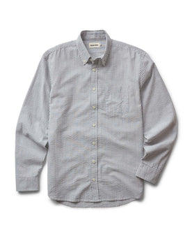 flatlay of The Jack in Navy Stripe Seersucker, Wovens by Taylor Stitch