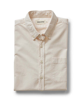 folded flatlay of The Jack in Pale Rose Oxford, Wovens by Taylor Stitch