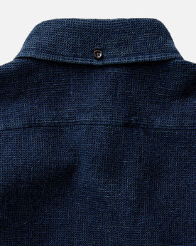 material shot of the waffle fabric on The Jack in Indigo Waffle, Wovens by Taylor Stitch