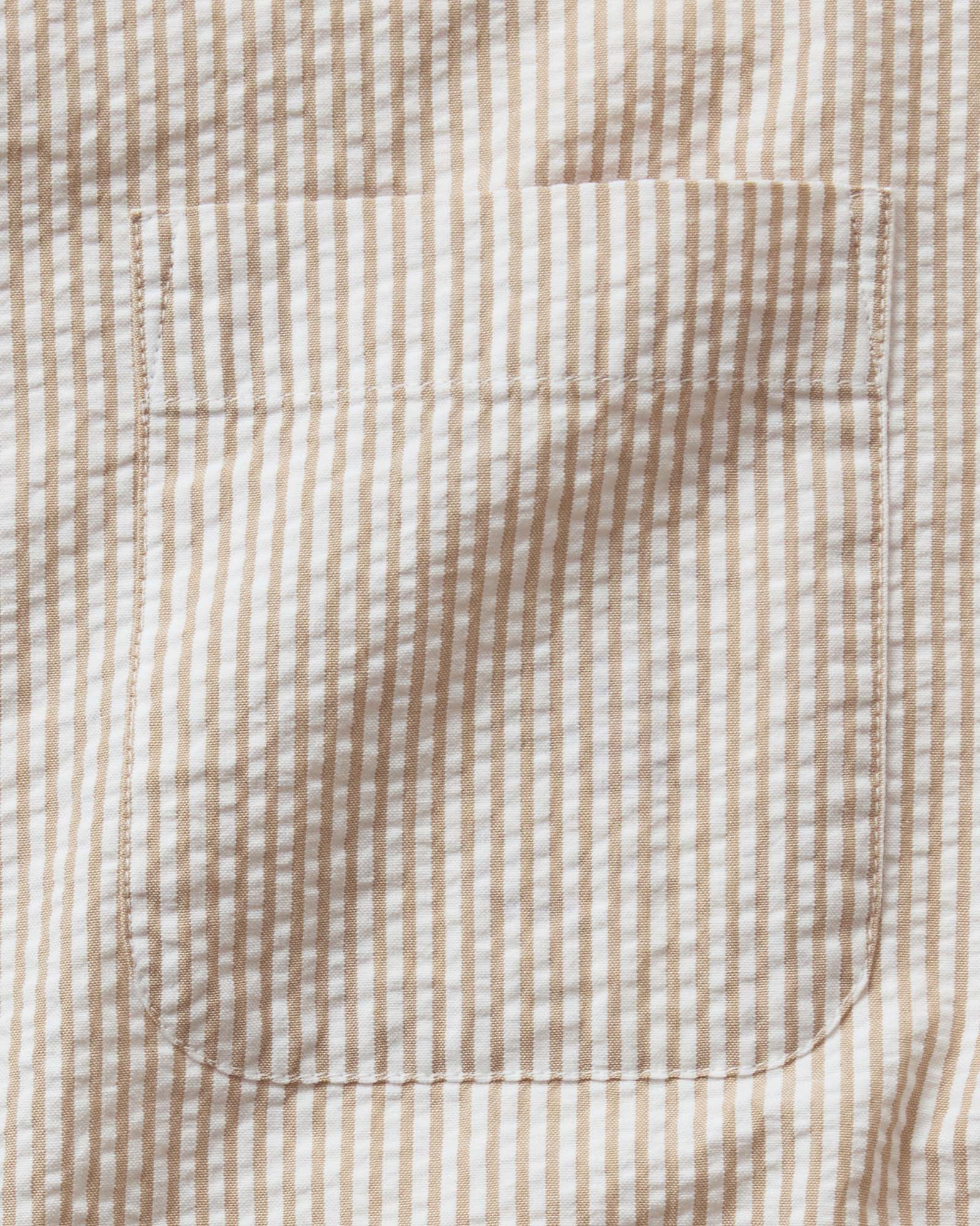 material shot of the pocket on The Jack in Sand Stripe Seersucker, Wovens by Taylor Stitch