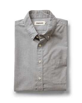 folded flatlay of The Jack in Steel Jaspe Check, Wovens by Taylor Stitch