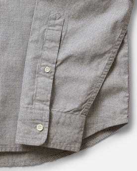 material shot of the cuff on The Jack in Steel Jaspe Check, Wovens by Taylor Stitch