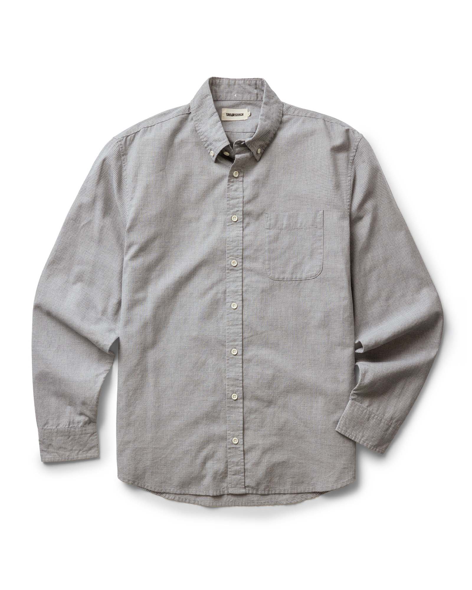 flatlay of The Jack in Steel Jaspe Check, Wovens by Taylor Stitch