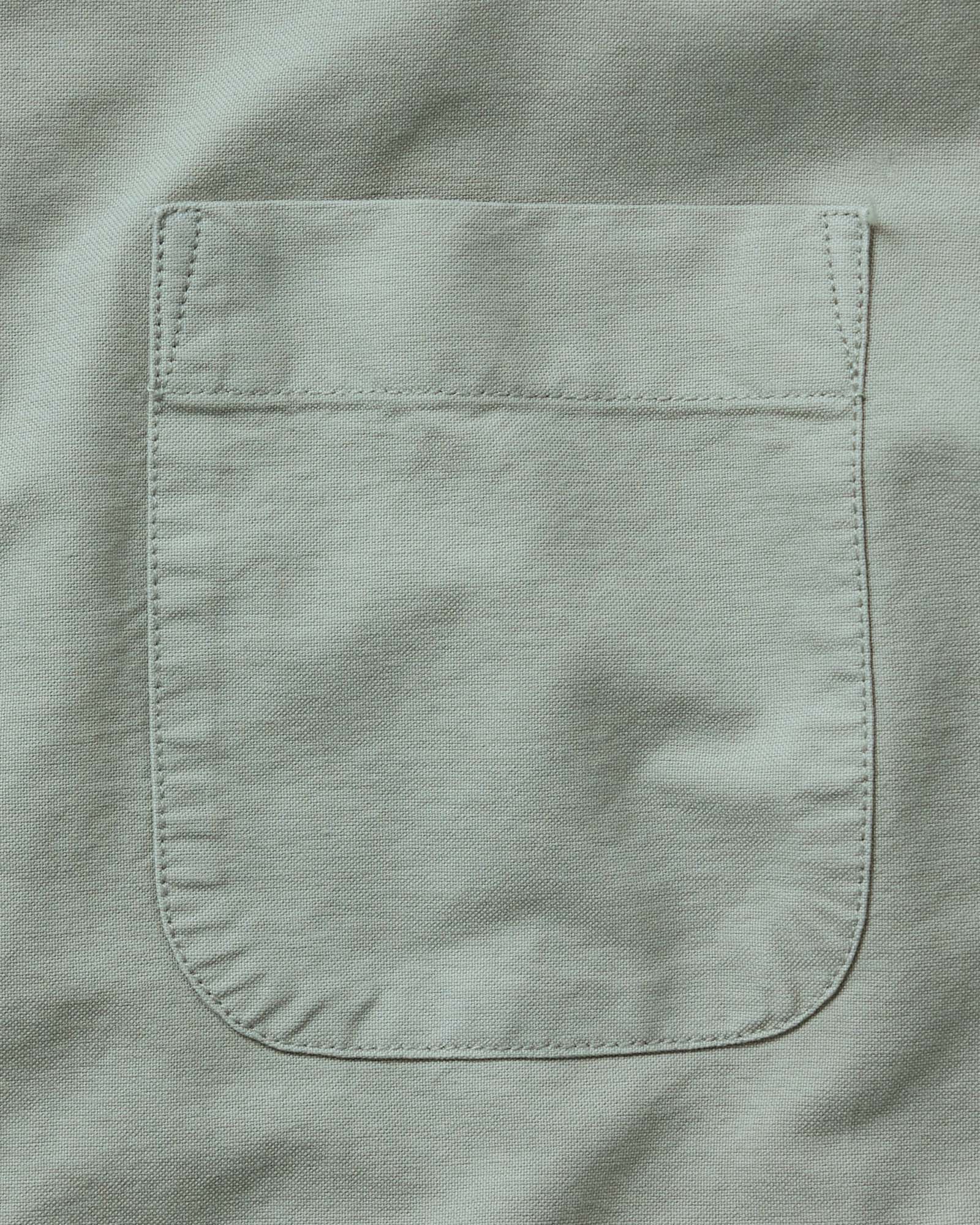 material shot of the pocket on The Jack in Surf Green Oxford, Wovens by Taylor Stitch