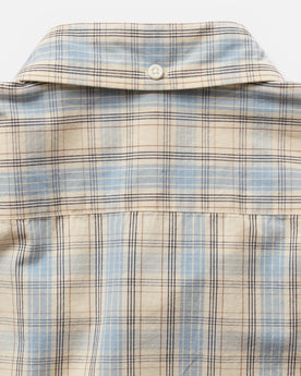 material shot of the back collar on The Logan Popover in Blue Sky Plaid, Wovens by Taylor Stitch