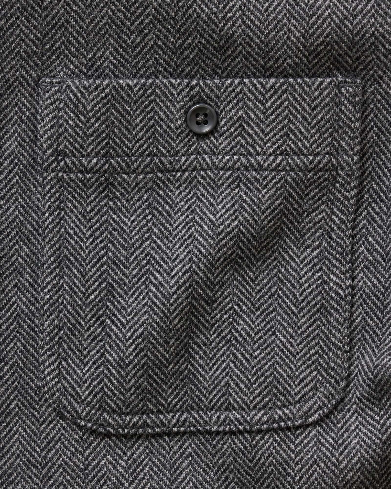 material shot of the pocket on The North Shore Knit Shirt in Heather Coal, Knits by Taylor Stitch