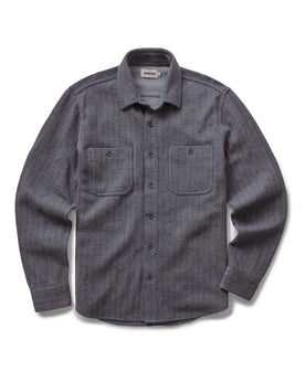 flatlay of The North Shore Knit Shirt in Heather Coal, Knits by Taylor Stitch