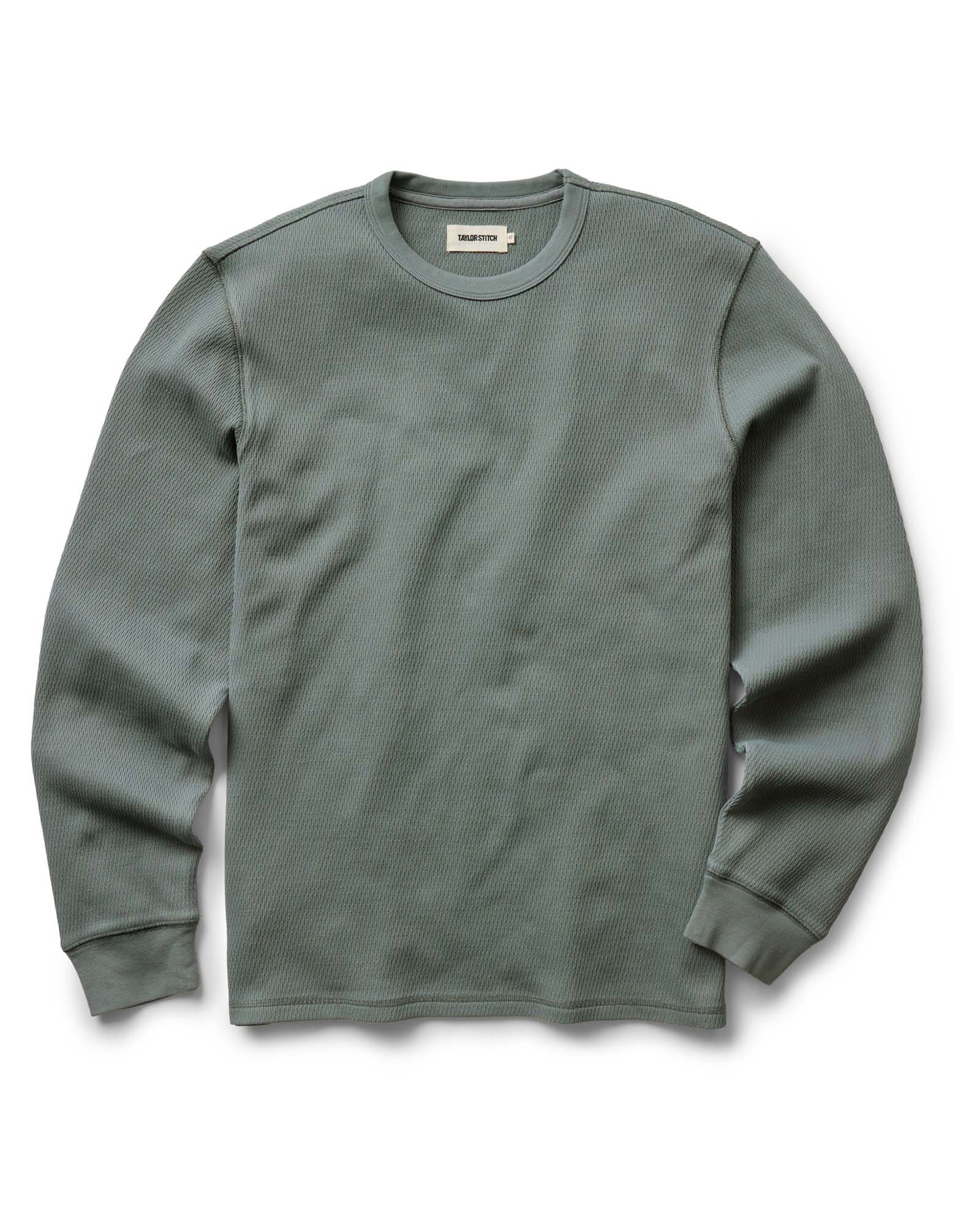 flatlay of The Organic Cotton Crew in Deep Sea Waffle, Knits by Taylor Stitch