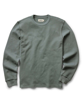 flatlay of The Organic Cotton Crew in Deep Sea Waffle, Knits by Taylor Stitch