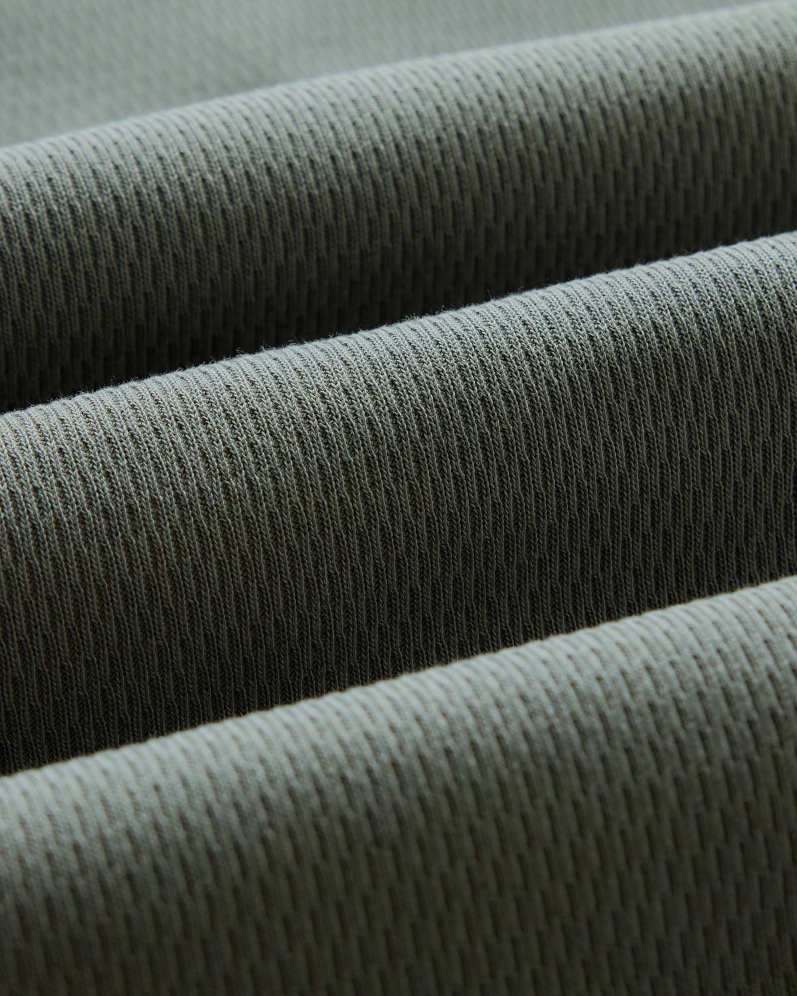 material shot of the fabric on The Organic Cotton Crew in Deep Sea Waffle, Knits by Taylor Stitch