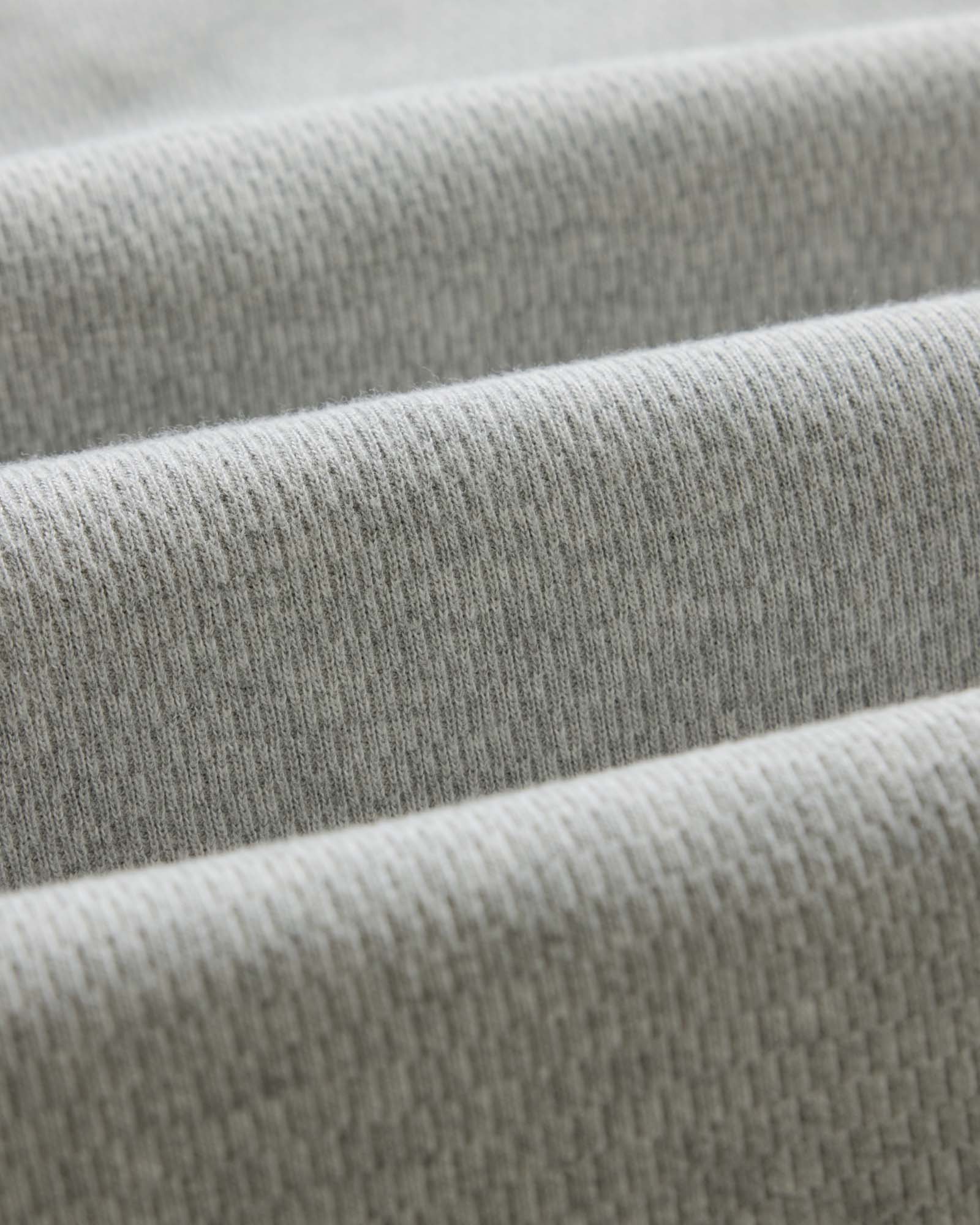 material shot of the fabric on The Organic Cotton Crew in Heather Grey Waffle, Knits by Taylor Stitch
