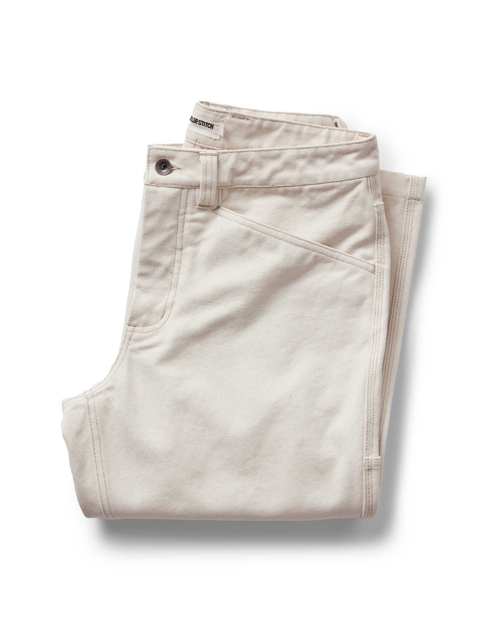 folded flatlay of The Painter Pant in Seeded Natural Chipped Canvas, Bottoms by Taylor Stitch