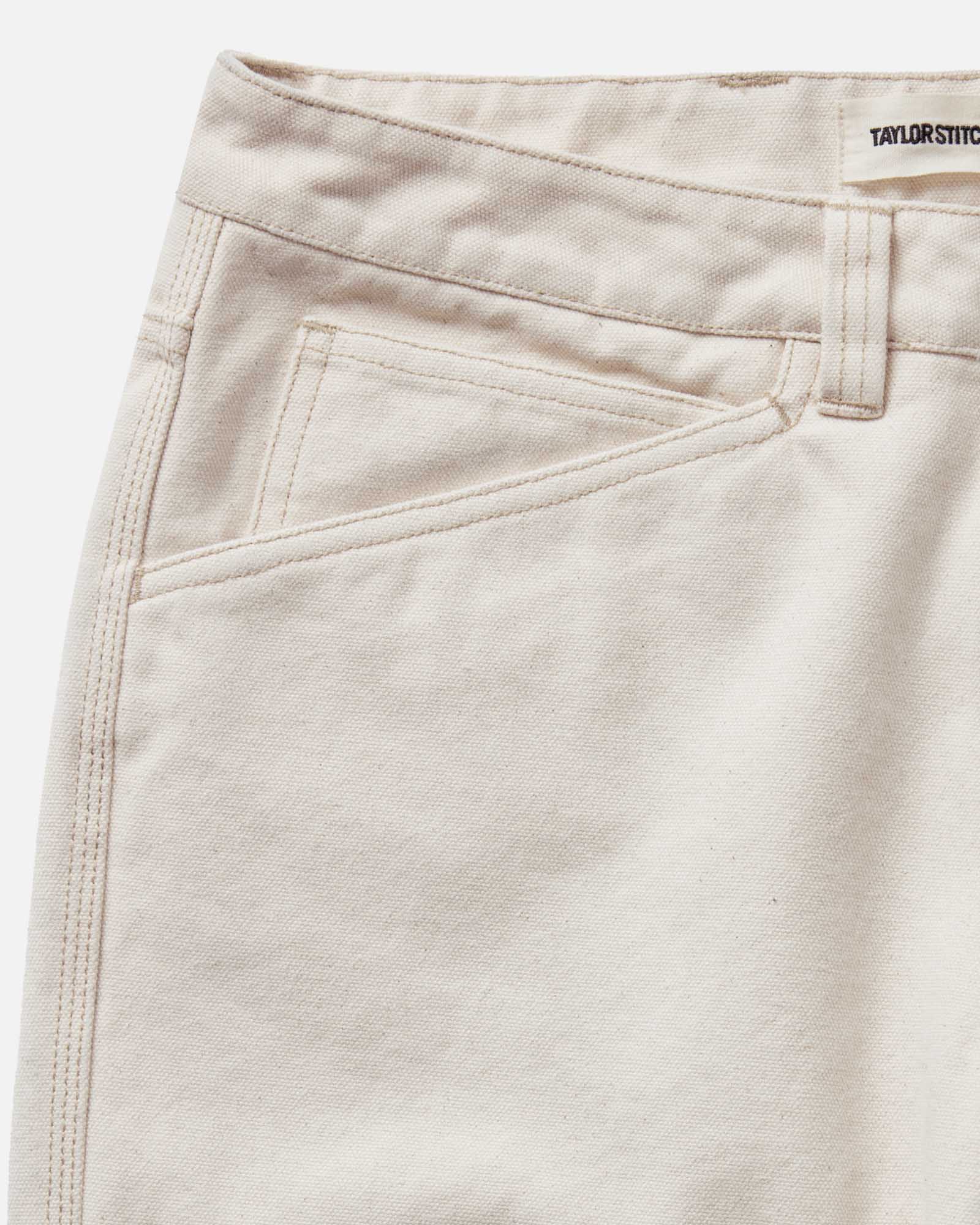 material shot of the pocket on The Painter Pant in Seeded Natural Chipped Canvas, Bottoms by Taylor Stitch