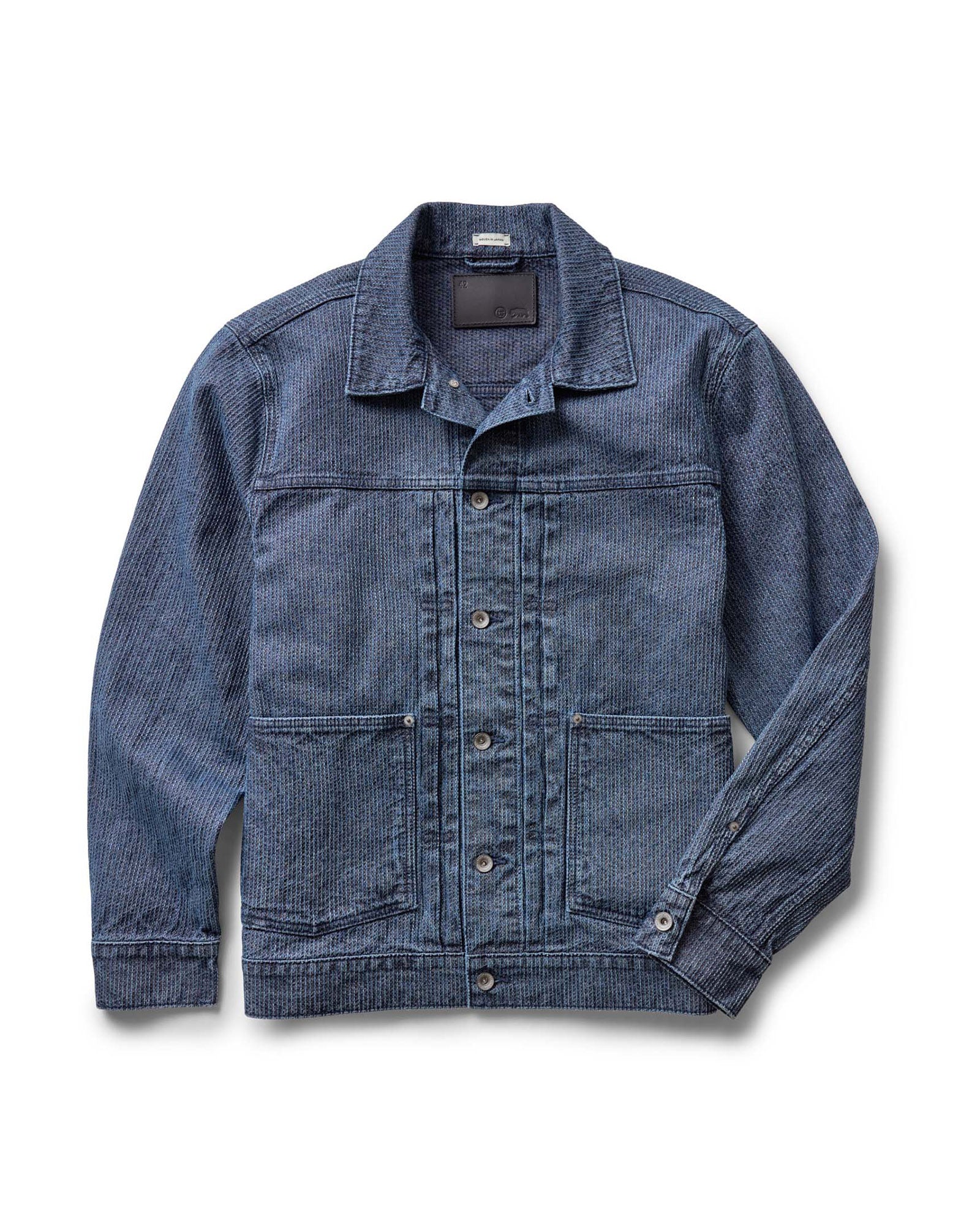 The Ryder Jacket in Japanese Washed Indigo Sashiko - L - 42
