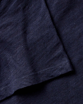 material shot of the fabric on The Organic Cotton Tee in Rinsed Indigo, Knits by Taylor Stitch