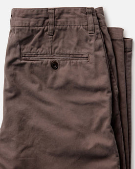 material shot of the back pocket on The Straight Foundation Pant in Organic Espresso, Bottoms by Taylor Stitch