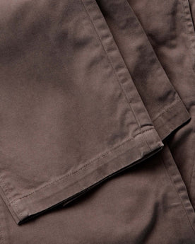 material shot of the hem on The Straight Foundation Pant in Organic Espresso, Bottoms by Taylor Stitch