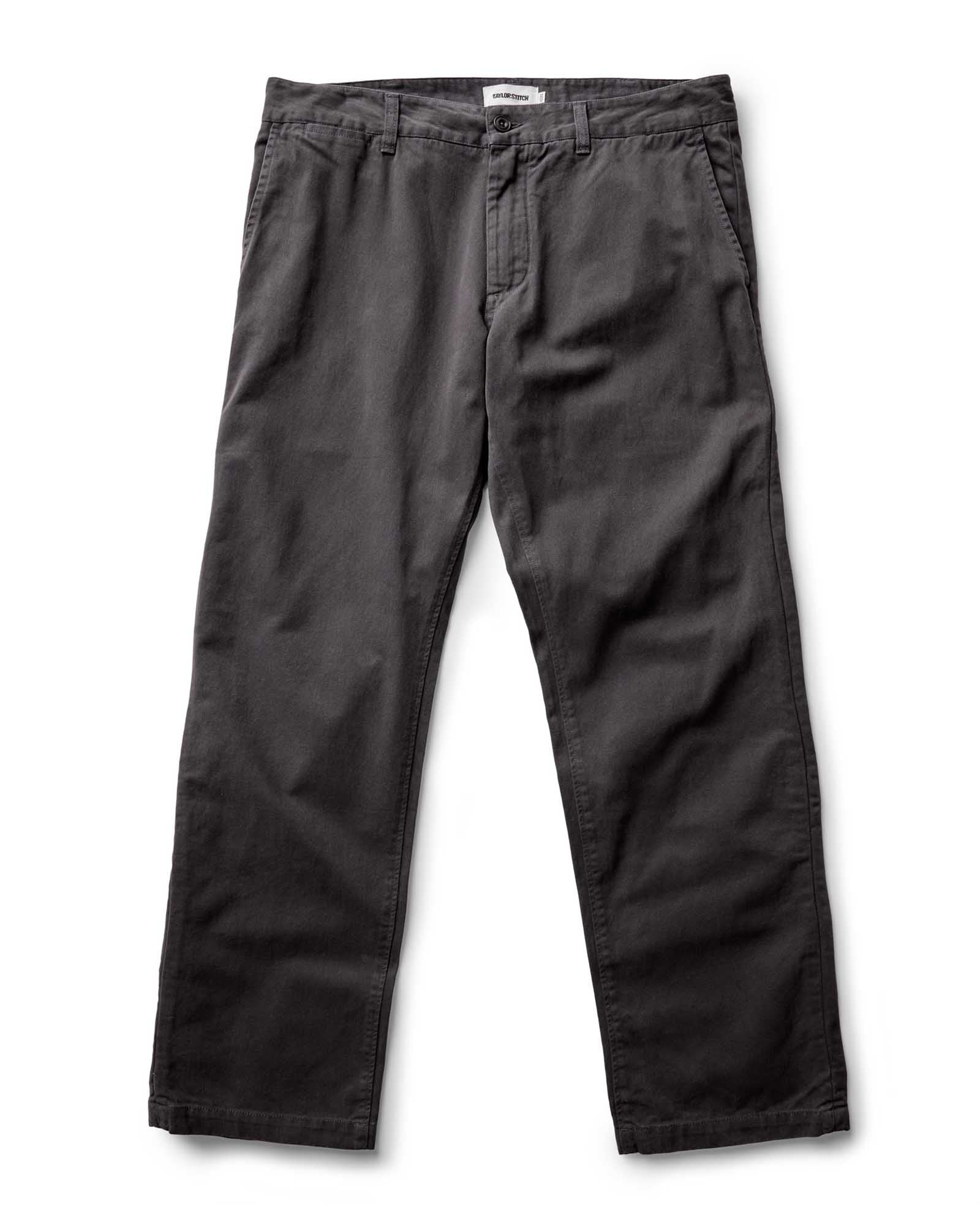 flatlay of The Straight Foundation Pant in Organic Faded Black, Bottoms by Taylor Stitch