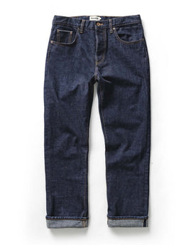 flatlay of The Straight Jean in Rinsed Yoshiwa Selvedge, Bottoms by Taylor Stitch