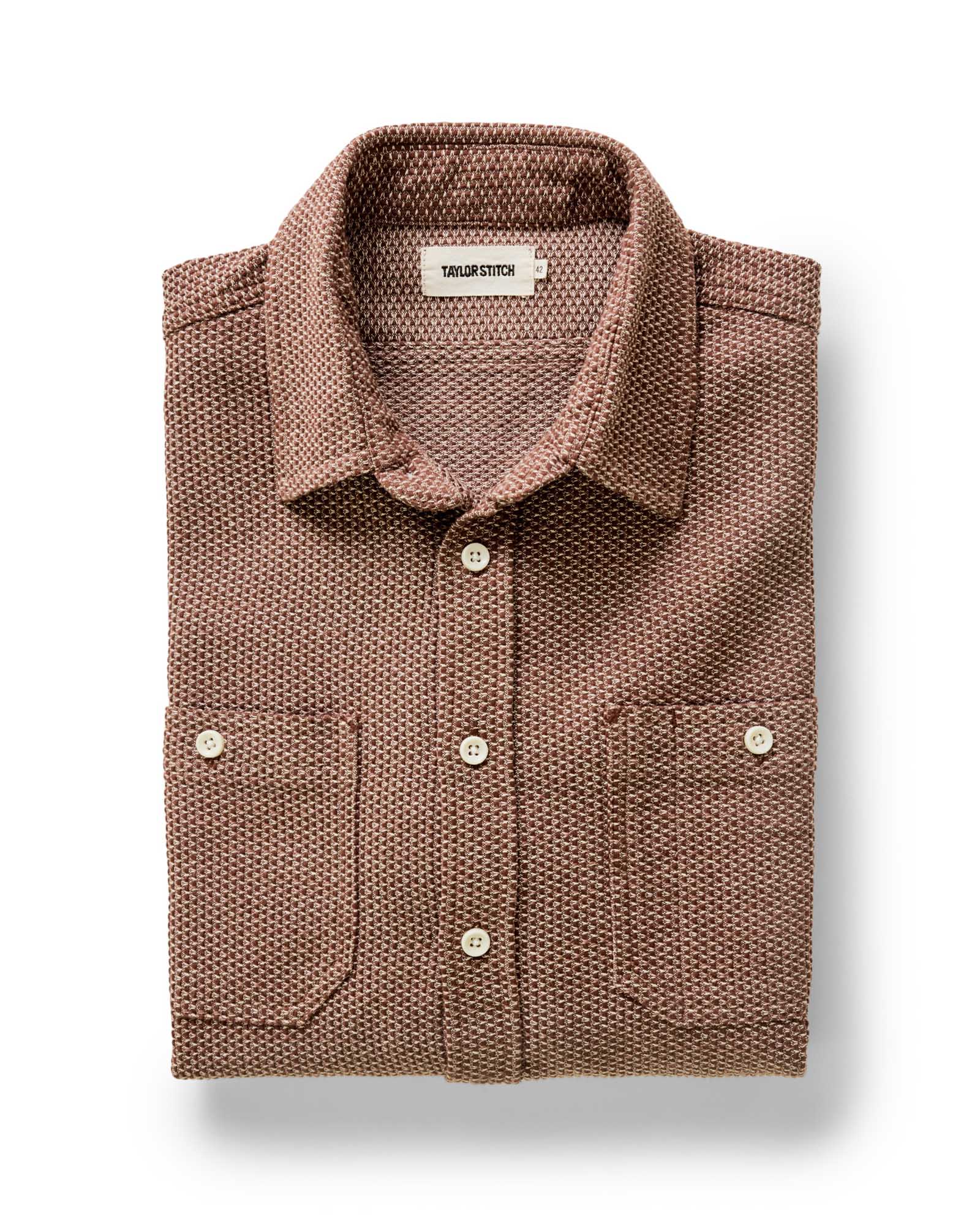 folded flatlay of The Utility Shirt in Brick Sashiko, Wovens by Taylor Stitch