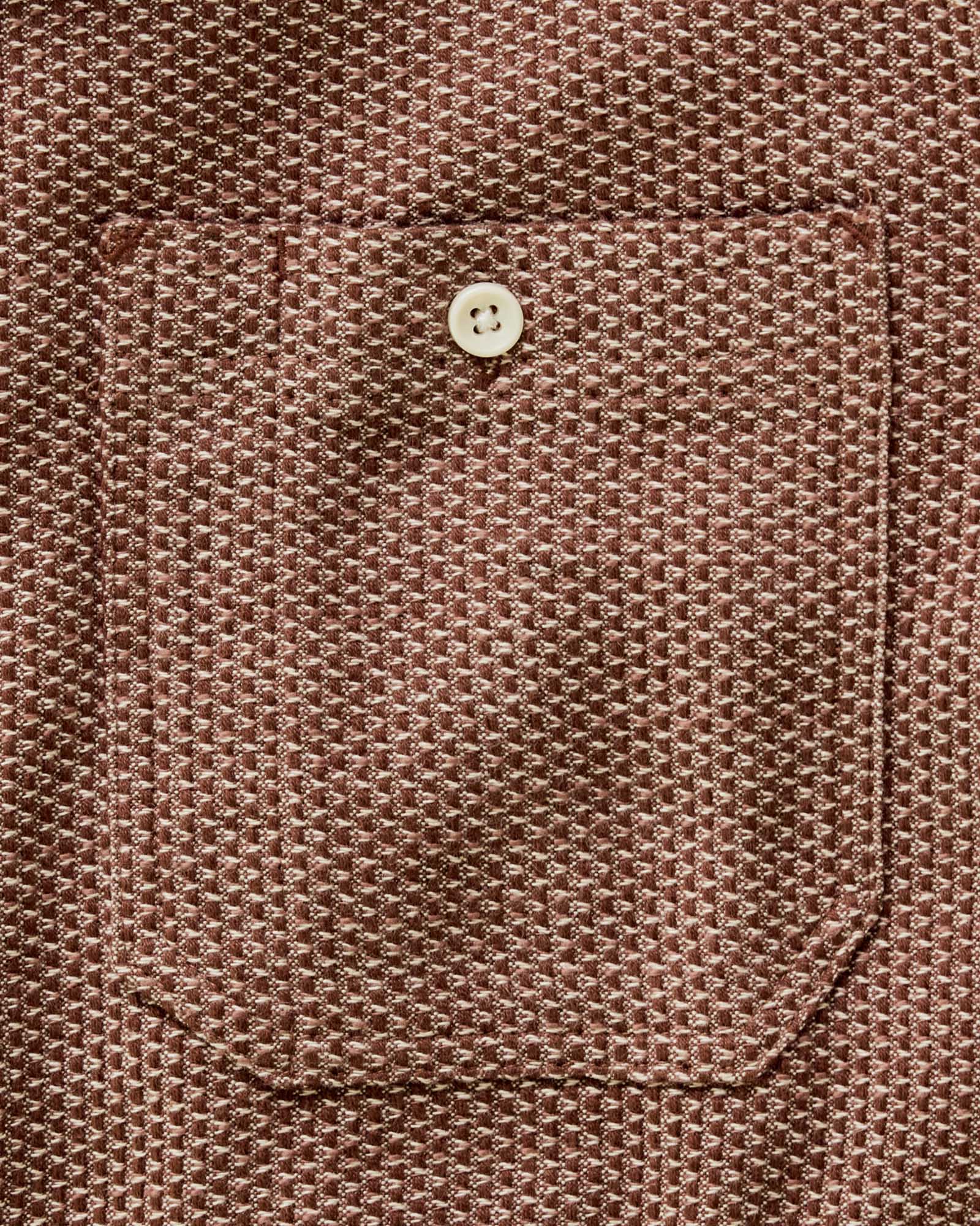 material shot of the pocket on The Utility Shirt in Brick Sashiko, Wovens by Taylor Stitch