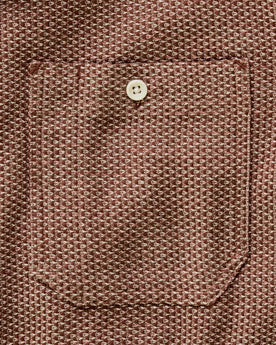 material shot of the pocket on The Utility Shirt in Brick Sashiko, Wovens by Taylor Stitch