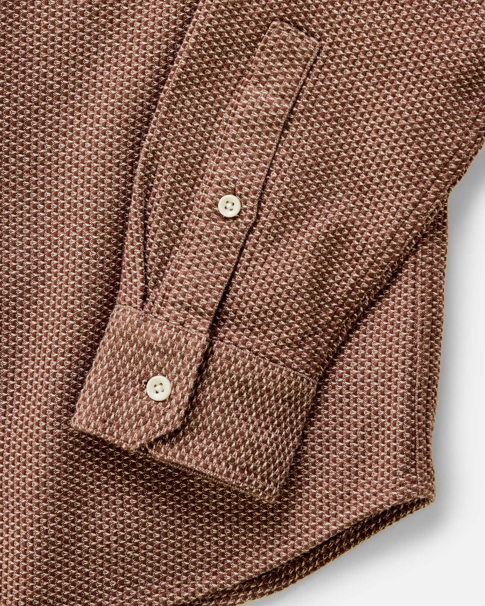 material shot of the sleeve on The Utility Shirt in Brick Sashiko, Wovens by Taylor Stitch