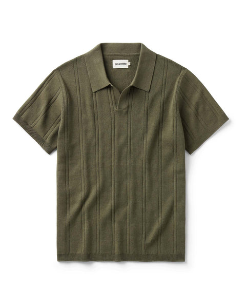 The Valencia Sweater Polo in Heather Cilantro Rib | Taylor Stitch