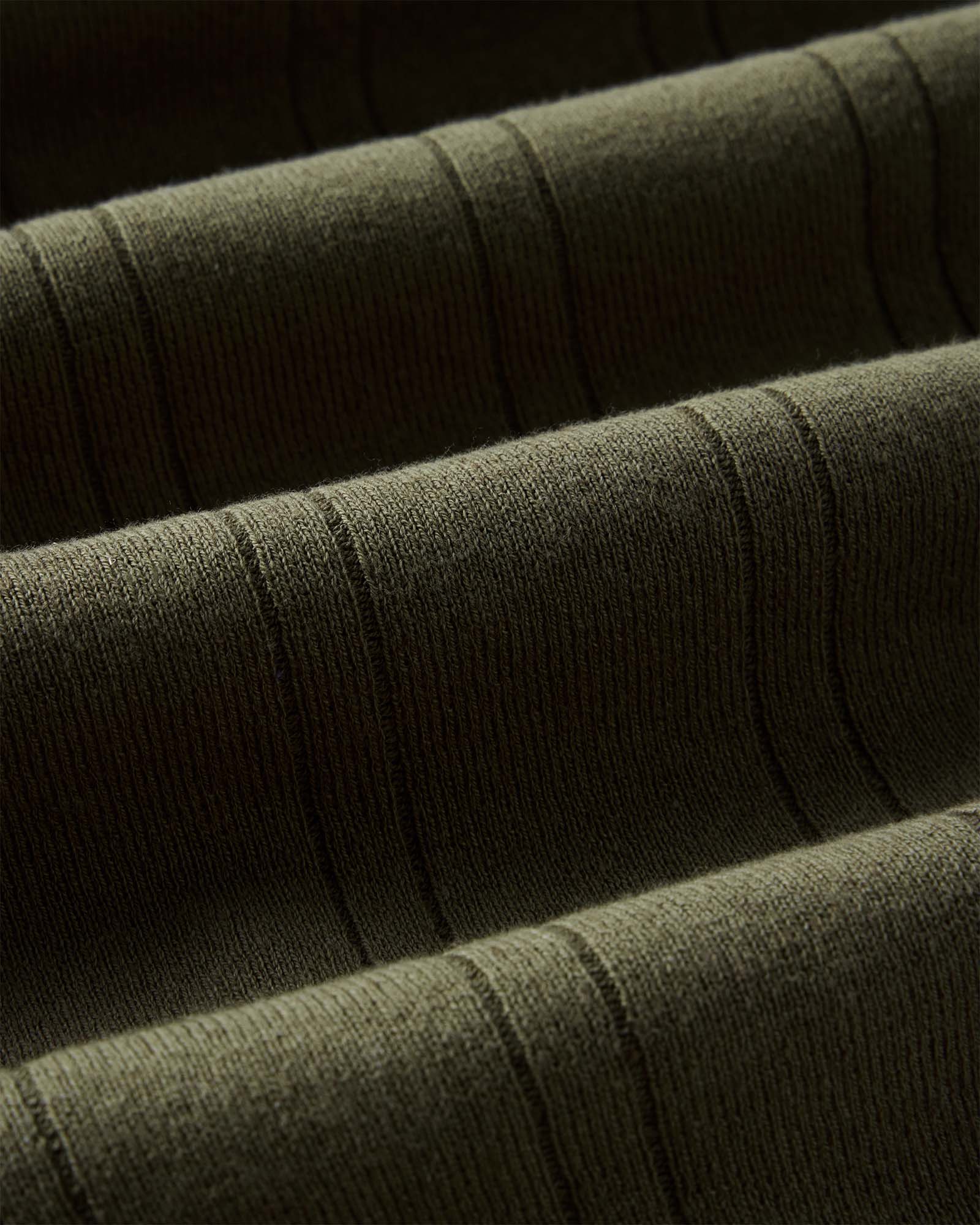 material shot of the fabric on The Valencia Sweater Polo in Heather Cilantro Rib, Knits by Taylor Stitch