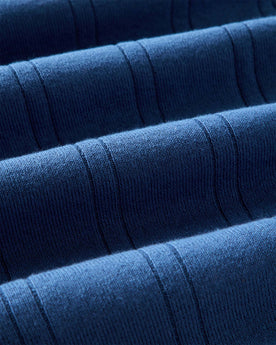 material shot of the fabric on The Valencia Sweater Polo in Heather Clear Blue Rib, Knits by Taylor Stitch