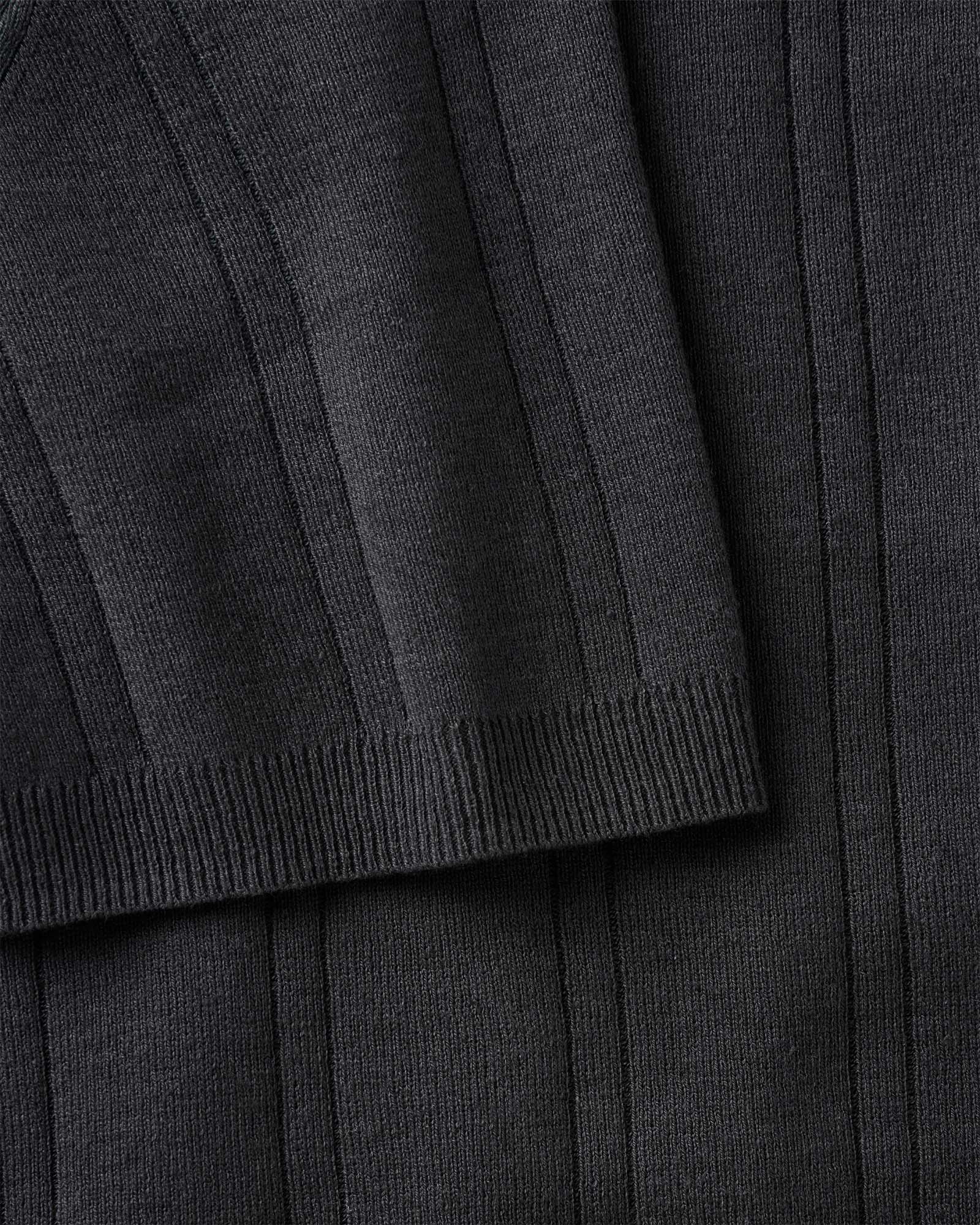 material shot of the sleeve on The Valencia Sweater Polo in Heather Coal Rib, Knits by Taylor Stitch
