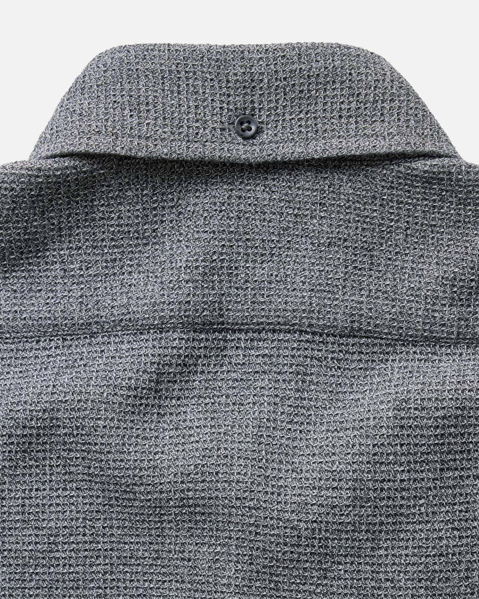 material shot of the back collar on The Jack in Charcoal Twist Waffle, Wovens by Taylor Stitch