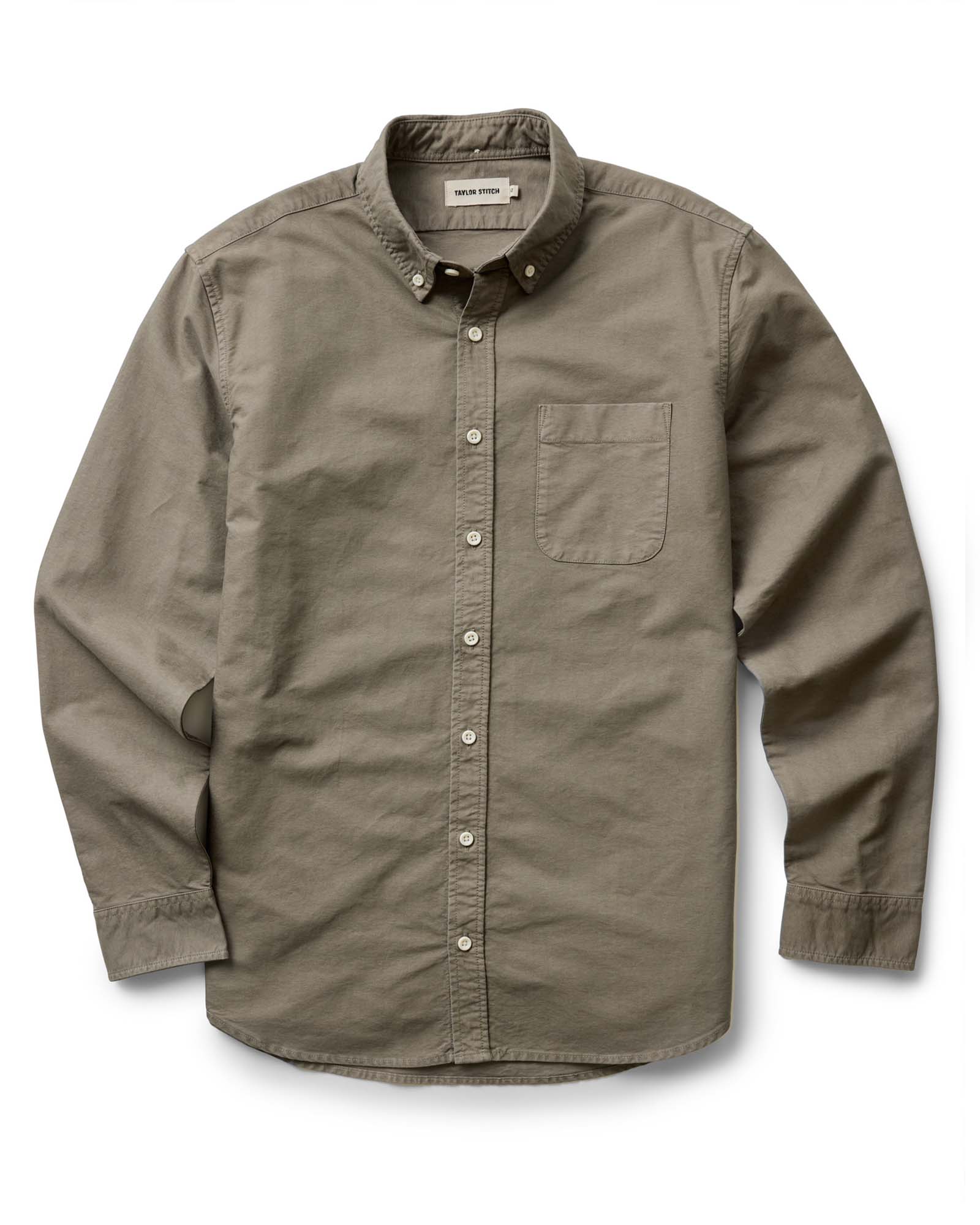 material shot of the back collar on The Jack in Smoked Olive Oxford, Wovens by Taylor Stitch