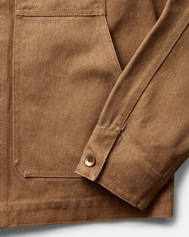 material shot of the sleeve on The Longshore Jacket in Tobacco Chipped Canvas, Outerwear by Taylor Stitch