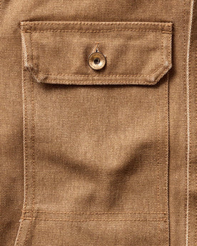 material shot of the pocket on The Longshore Jacket in Tobacco Chipped Canvas, Outerwear by Taylor Stitch